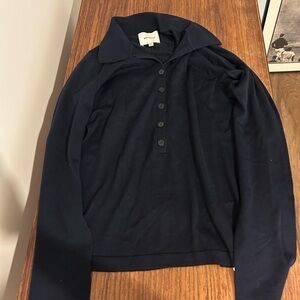 Reformation Dark Blue Button-Up Sweater